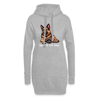 Parlez à la patte Berger allemand - Sweat-shirt à capuche long Femme - gris chiné - Devant