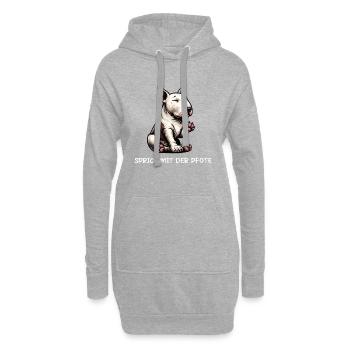 Sprich mit der Pfote Miniatur Bullterrier Bully  - Hoodie-Kleid - Grau meliert - Vorne