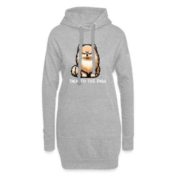 Parlez à la patte Poméranien Poméranien Spitz de Poméranie - Sweat-shirt à capuche long Femme - gris chiné - Devant