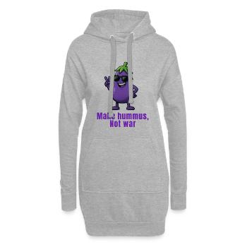 Hummus - Aubergine Cartoon Karikatur  - Hoodie-Kleid - Grau meliert - Vorne