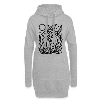 Minimal Line Art Fisch Ozean Natur Design - Hoodie-Kleid - Grau meliert - Vorne