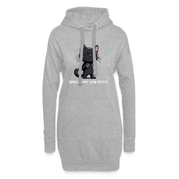 Parler à la patte Chat Chats Chat Noir - Sweat-shirt à capuche long Femme - gris chiné - Devant