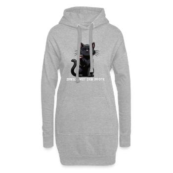 Parler à la patte Chat Chats Chat Noir - Sweat-shirt à capuche long Femme - gris chiné - Devant