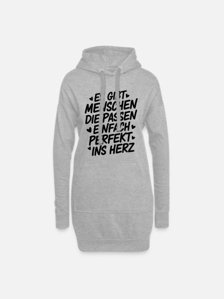 Menschen die passen einfach perfekt ins Herz - Hoodie-Kleid - Grau meliert