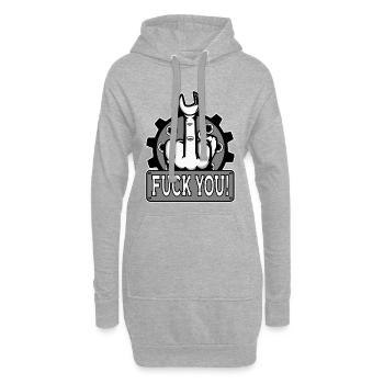 Doigt d’honneur Doigt puant Mécanicien Va te faire foutre - Sweat-shirt à capuche long Femme - gris chiné - Devant