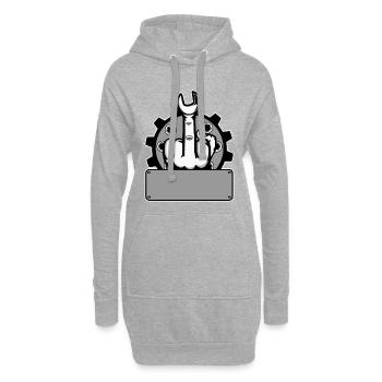 Doigt d’honneur Fuck You Nom Tag Gris - Sweat-shirt à capuche long Femme - gris chiné - Devant