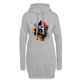 Rock Grunge Music Art – Gitarre & Boombox - Hoodie-Kleid - Grau meliert - Vorne