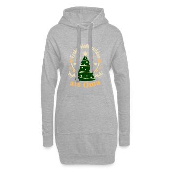 Erstes Weihnachten als Oma – Festliches Weihnachts - Hoodie-Kleid - Grau meliert - Vorne