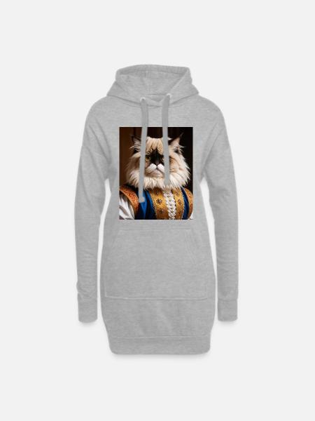 Königliche Samtpfote – Die Aristokraten-Katze - Hoodie-Kleid - Grau meliert