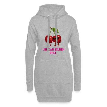 Kirschenpaar am selben Stiel - Hoodie-Kleid - Grau meliert - Vorne