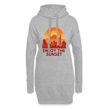 Sonnenuntergangsstadt Silhouette - Hoodie-Kleid - Grau meliert - Vorne