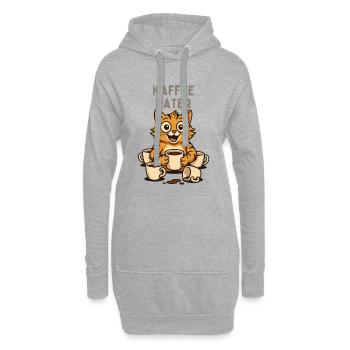Kaffee Kater Cartoon - Hoodie-Kleid - Grau meliert - Vorne