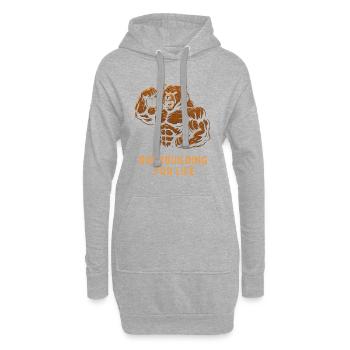 Bärenbodybuilder Kraftmotiv - Hoodie-Kleid - Grau meliert - Vorne