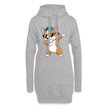 Dessin animé de lunettes de soleil Corgi à appliquer à la perfection - Sweat-shirt à capuche long Femme - gris chiné - Devant