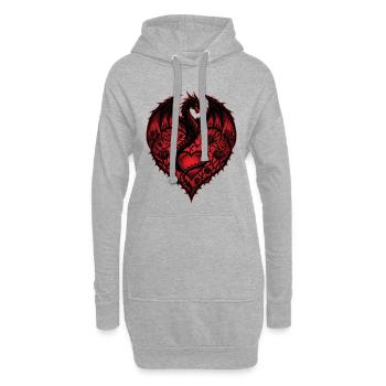 Herz Romantischer Drachenliebhaber Rosen Liebe - Hoodie-Kleid - Grau meliert - Vorne