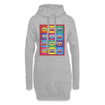 Cassettes Pop Art en vitrail - Sweat-shirt à capuche long Femme - gris chiné - Devant