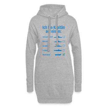 Je suis capitaine sur un navire - Sweat-shirt à capuche long Femme - gris chiné - Devant
