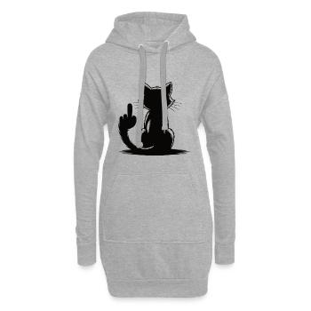 Erkenne die Zeichen Katze Mittelfinger - Hoodie-Kleid - Grau meliert - Vorne