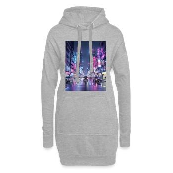 Paysage urbain de pluie néon - Sweat-shirt à capuche long Femme - gris chiné - Devant