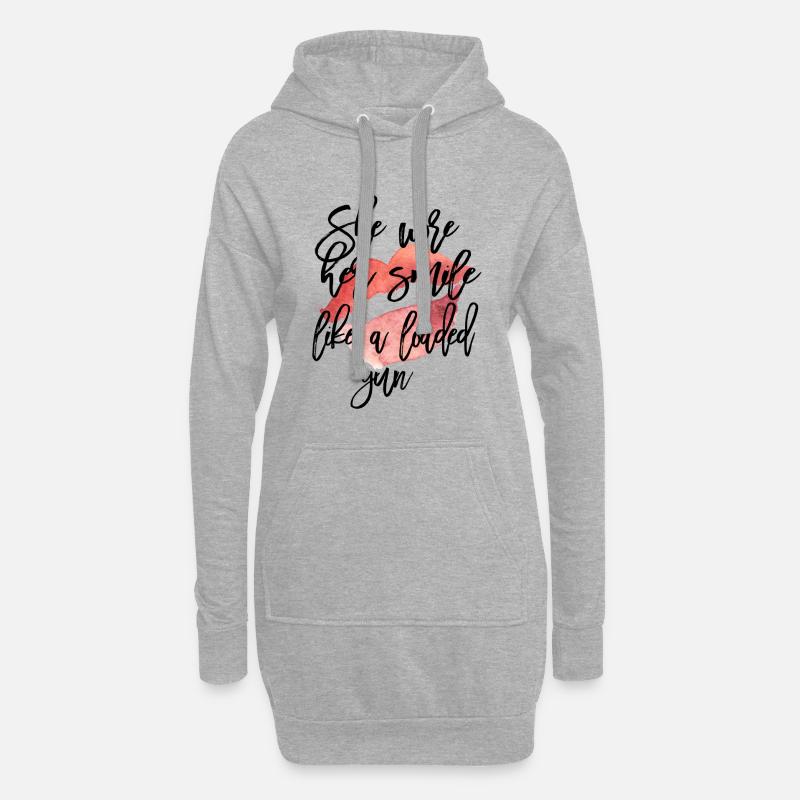 Baiser à lèvres aquarelle avec script - Sweat-shirt à capuche long Femme - gris chiné