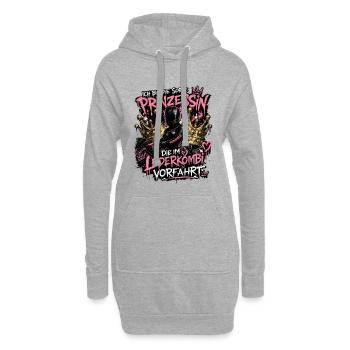Prinzessin der Lederkombi – Motorrad Queen - Hoodie-Kleid - Grau meliert - Vorne