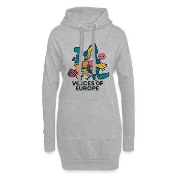 Voices of Europe – Farbige Europakarte - Hoodie-Kleid - Grau meliert - Vorne