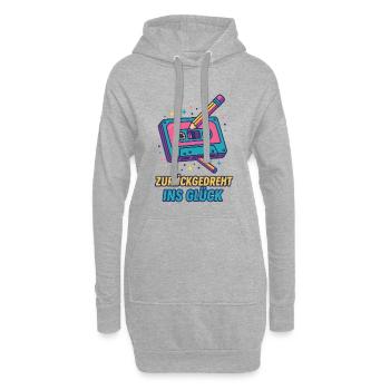 Kassette Neon Retro Druck - Hoodie-Kleid - Grau meliert - Vorne