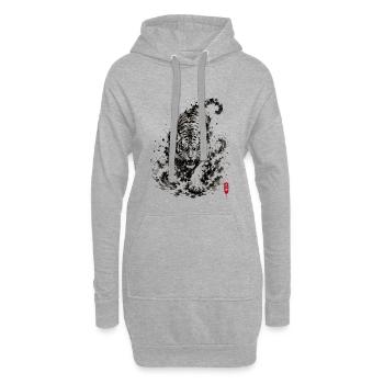 Japan Ink Tiger Welle - Hoodie-Kleid - Grau meliert - Vorne