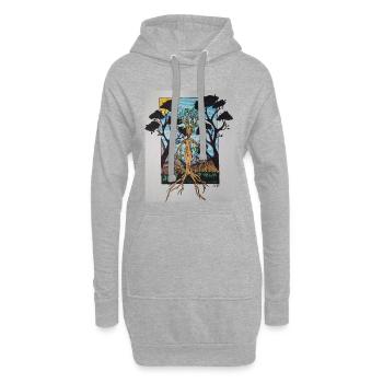 Arbre racine dans le référentiel - Sweat-shirt à capuche long Femme - gris chiné - Devant