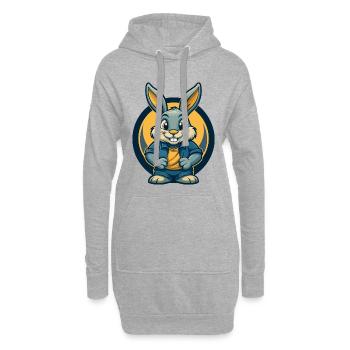 Rabbit Kawaii Maskottchen Cartoon Clipart Logo Abzeichen - Hoodie-Kleid - Grau meliert - Vorne