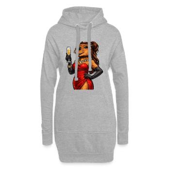 Noble capybara lady with sparkling wine - Hoodie Dress - heather grey - Front