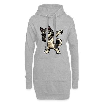 Dabbing Norwegischer Elchhund - Hoodie-Kleid - Grau meliert - Vorne