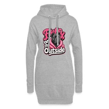 Fluffy on the Outside - Dog Graphic - Hoodie Dress - heather grey - Front