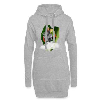 Collage exotique surréaliste avec perroquet et feuilles - Sweat-shirt à capuche long Femme - gris chiné - Devant