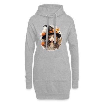Halloween Hexe - Hoodie-Kleid - Grau meliert - Vorne