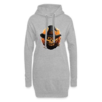 Sorcier crâne d’Halloween - Sweat-shirt à capuche long Femme - gris chiné - Devant