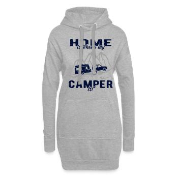 Wohnwagen Zuhause Camper - Hoodie-Kleid - Grau meliert - Vorne