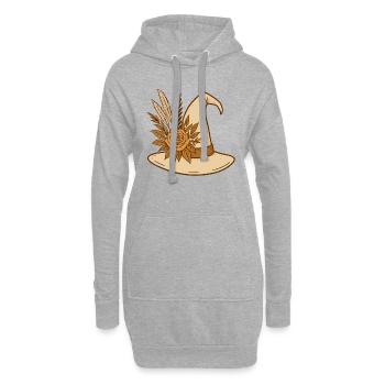 Chapeau de sorcière boho avec rose – Witchy Halloween Design - Sweat-shirt à capuche long Femme - gris chiné - Devant