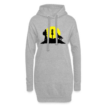 Wandern in den Bergen, Wanderin - Hoodie-Kleid - Grau meliert - Vorne