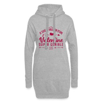 je suis le valentine d'une valentine super génial - Sweat-shirt à capuche long Femme - gris chiné - Devant