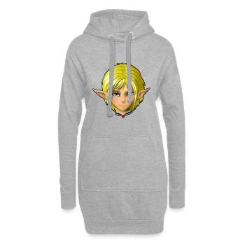 Portrait einer Elfe - Hoodie-Kleid - Grau meliert - Vorne