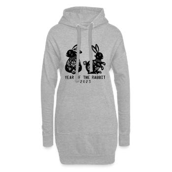 Frohes chinesisches Neujahr 2023 Jahr des Kaninchens - Hoodie-Kleid - Grau meliert - Vorne