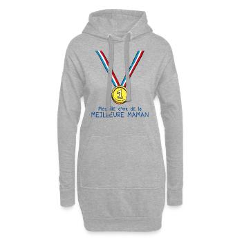 T-shirt Médaille d'or de la meilleure maman - Sweat-shirt à capuche long Femme - gris chiné - Devant