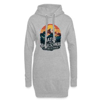 Angeln Fischen in der Natur lustiger Spruch - Hoodie-Kleid - Grau meliert - Vorne