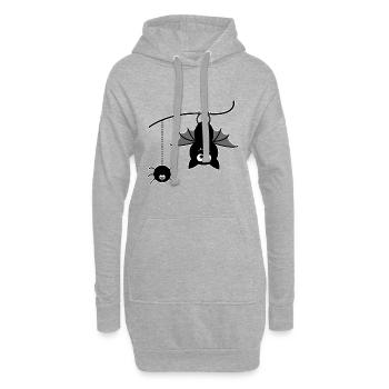 Fledermaus und Spinne - Hoodie-Kleid - Grau meliert - Vorne