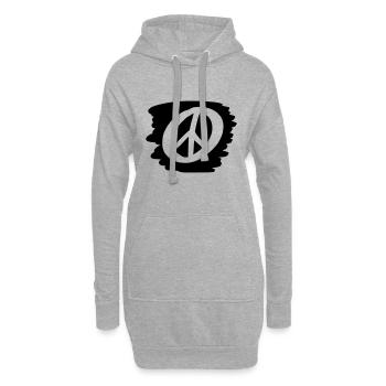 Signe de la Paix Dessin de la Paix Croquis noir - Sweat-shirt à capuche long Femme - gris chiné - Devant