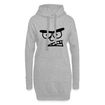 Emoji böse Skizze schwarz - Hoodie-Kleid - Grau meliert - Vorne