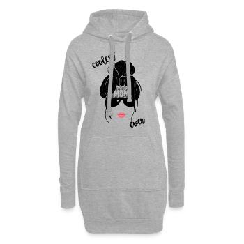 Cool Mom Ever Face Silhouette Noir - Sweat-shirt à capuche long Femme - gris chiné - Devant
