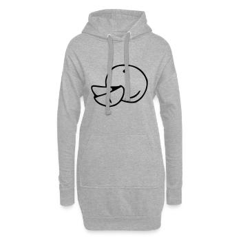 Mandarine Emoji Obst Sticker Skizze schwarz - Hoodie-Kleid - Grau meliert - Vorne