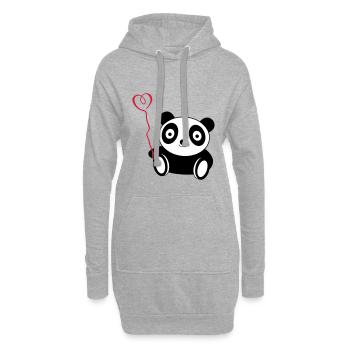 amour de panda - Sweat-shirt à capuche long Femme - gris chiné - Devant